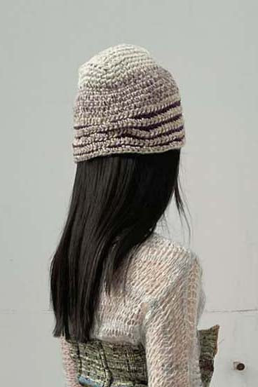 Vitelli Tunisian Square Top Lock Nut Series Recycled Yarn Italy VTL-SS22_OKT021_VB-ZIMI Purple/Beige PV8